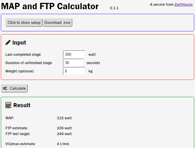 MAP and FTP Calculator - ZwiftHacks