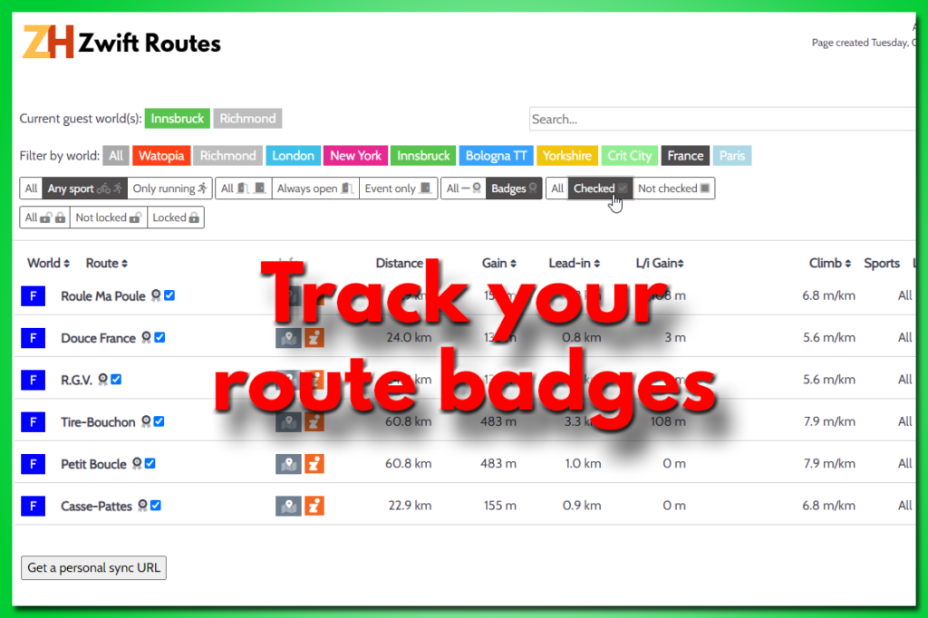 Turbine Mindre end chef A new way to track your route badges – ZwiftHacks