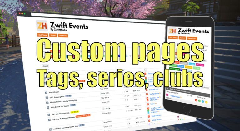 Custom pages for tags, series, and clubs – ZwiftHacks